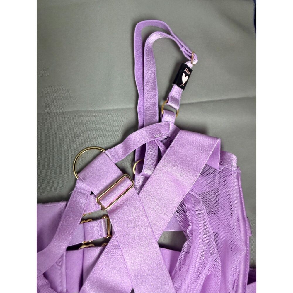 NWT Victoria Secret Sexy Strappy Caged Open Cup Demi Bra in Lilac size 34DD - Picture 9 of 10